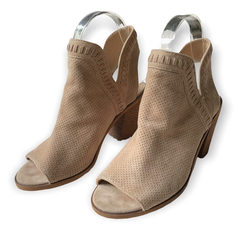 Steven Madden Ankle Boots Marco Suede Perforated Open Toe Sling Back Sandals 6.5